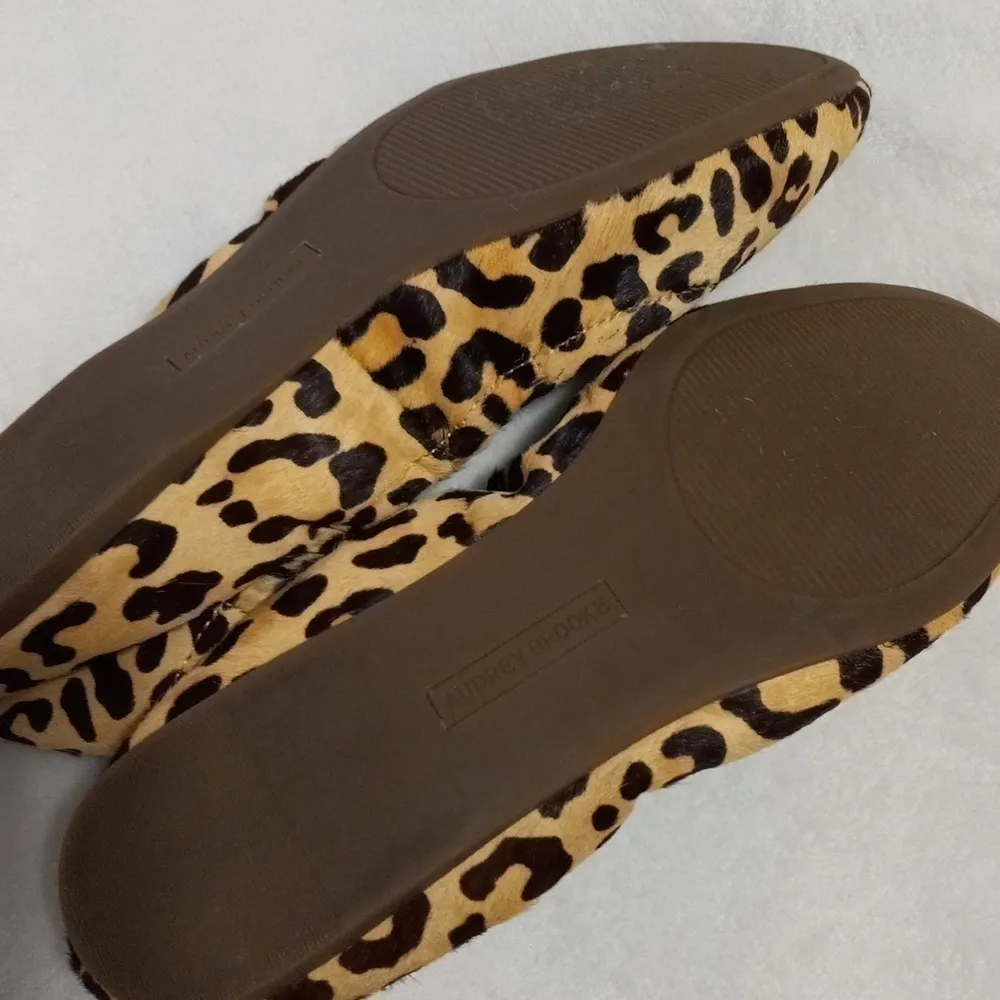 Audrey Brooke "Lydia" Leopard Print Calf Hair Ballet Flats - Image 11