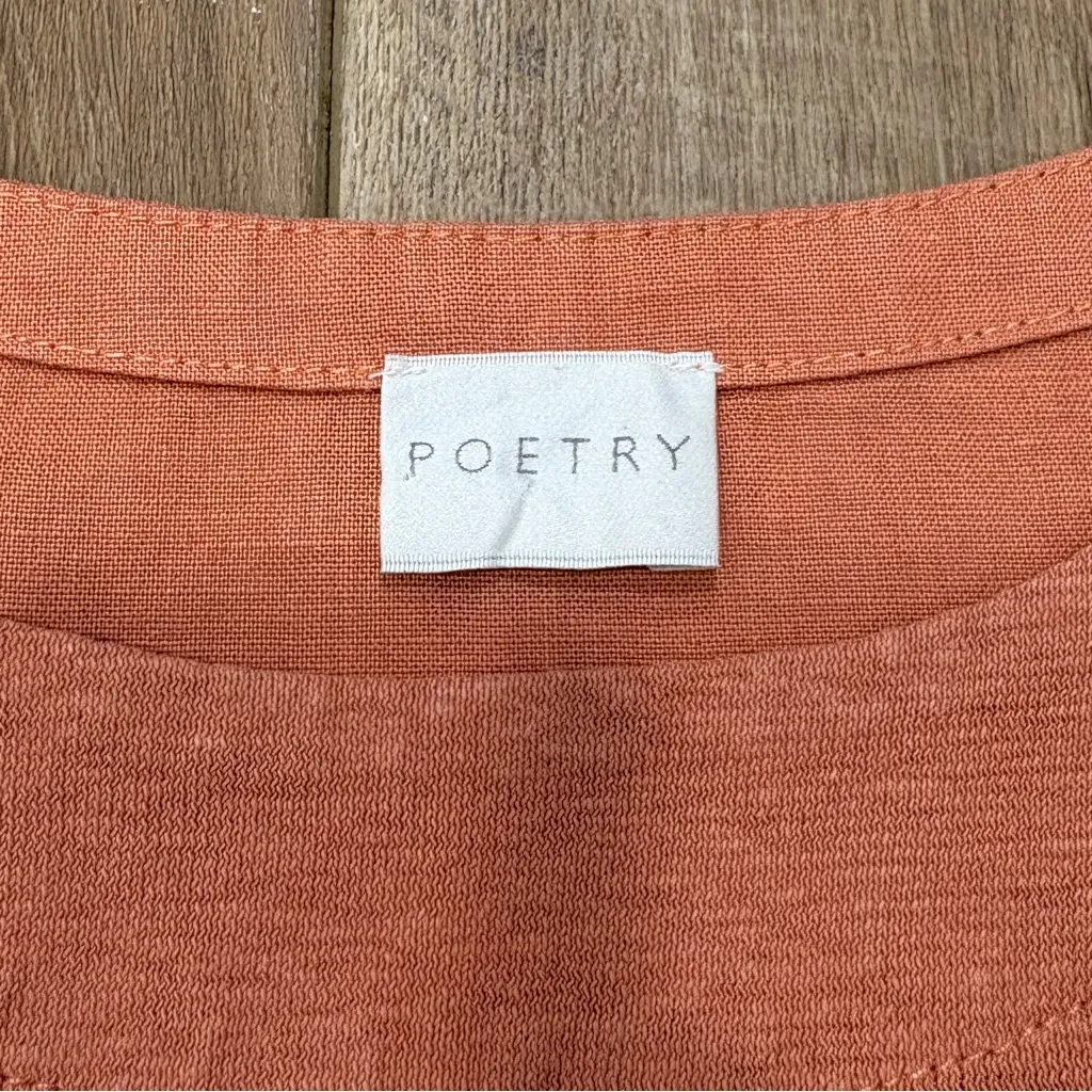 🌟POETRY🌟 KNIT & WOVEN TANK TOP HEMP ORGANIC COTTON BLEND ORANGE SZ 4 - Image 3