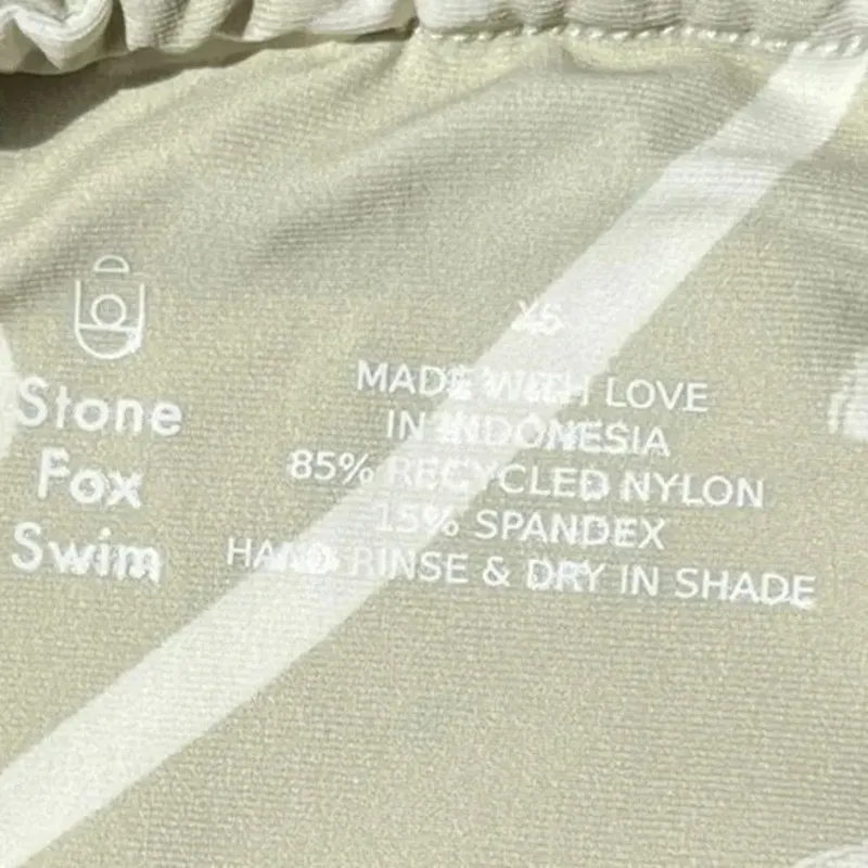 NWT Stone Fox Swim River String Bikini Bottoms XS Aloe Lines Light Green Cream - Image 10