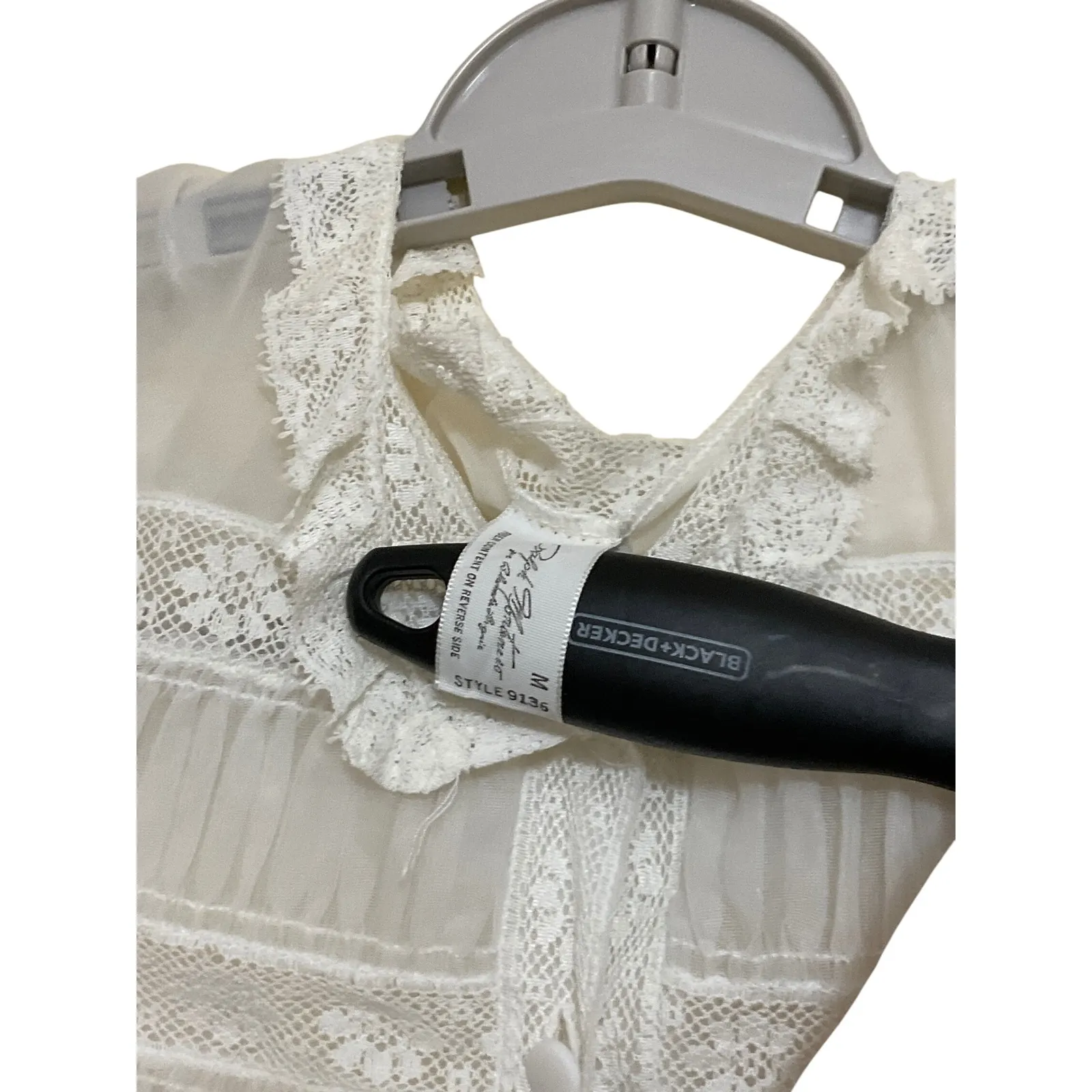 Vintage Ivory Lace Maxi Dress Style 9134 Prairie Boho Cottagecore White Size M - Image 2