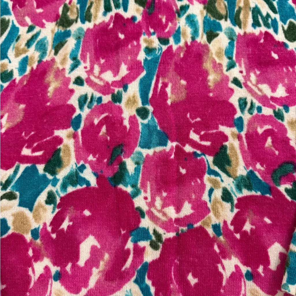 Garnet Hill Pink Floral Merino Wool Cardigan Sweater Button Down Womens Small - Image 3