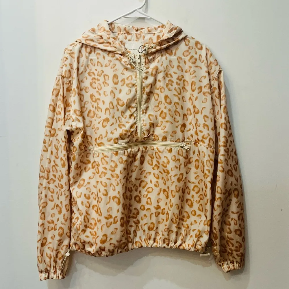 Thread & Supply blush pink Cheetah Windbreaker jacket sz Medium Brown - Image 3