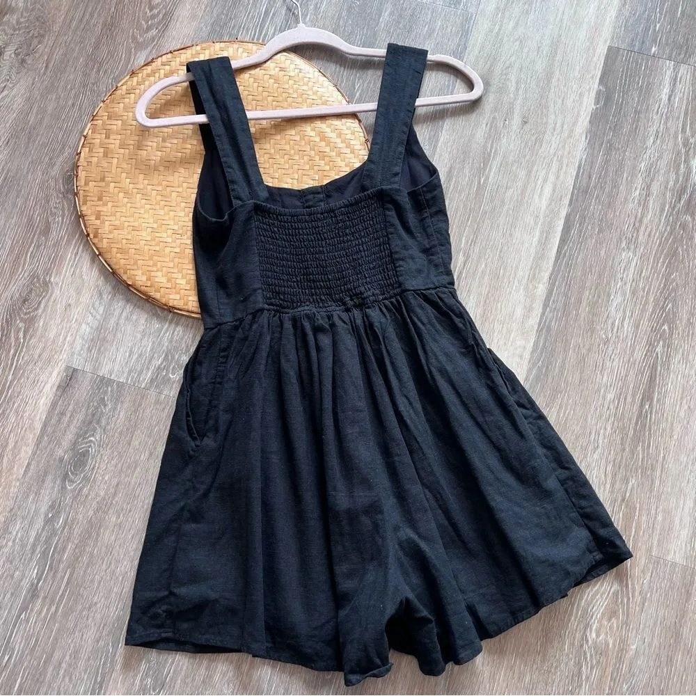 Abercrombie & Fitch black linen corset romper‎ women’s size XS - Image 8