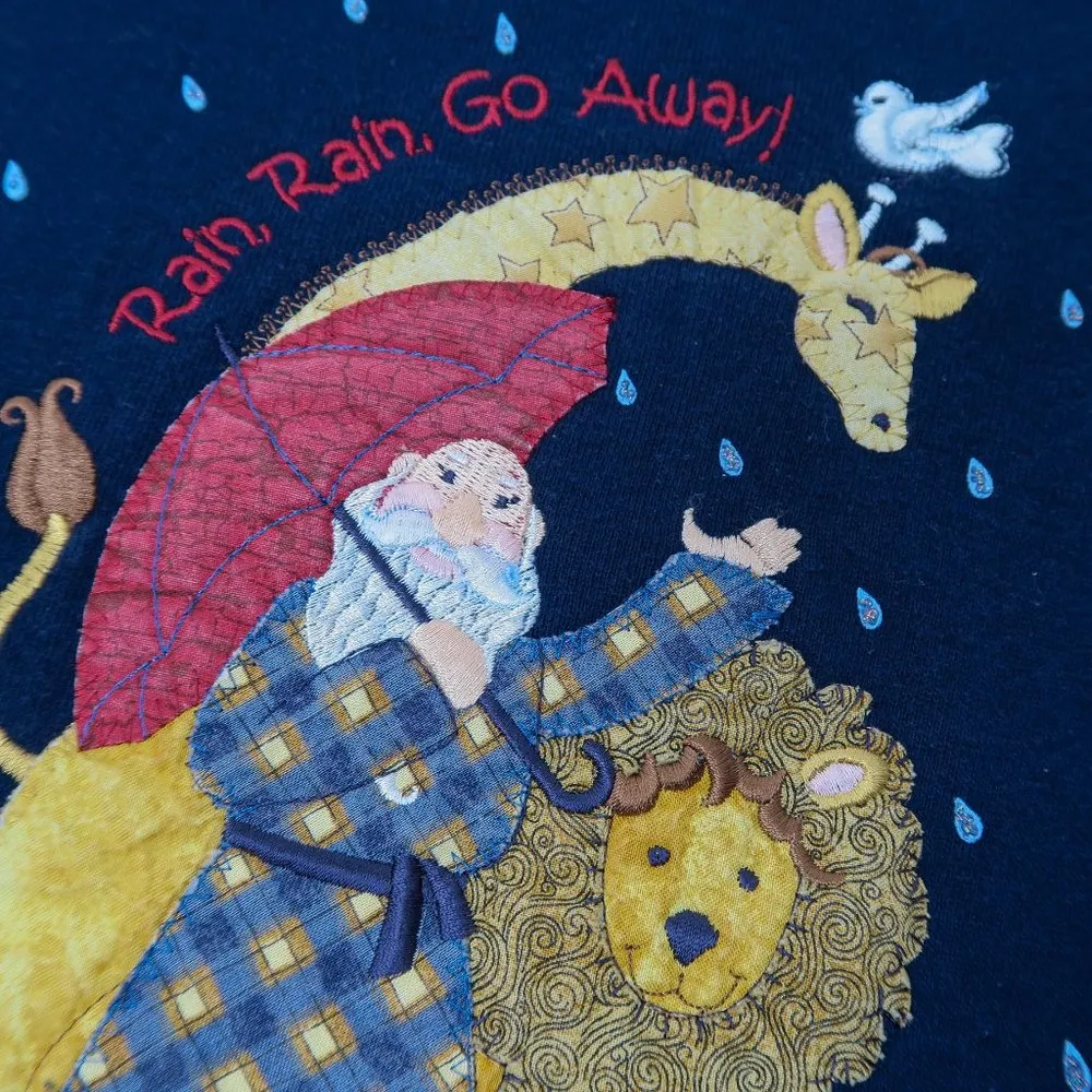 Vintage 90s Top Stitch by Morning Sun Noah’s Ark Quilted Embroidered Sweatshirt Size XL - Image 5