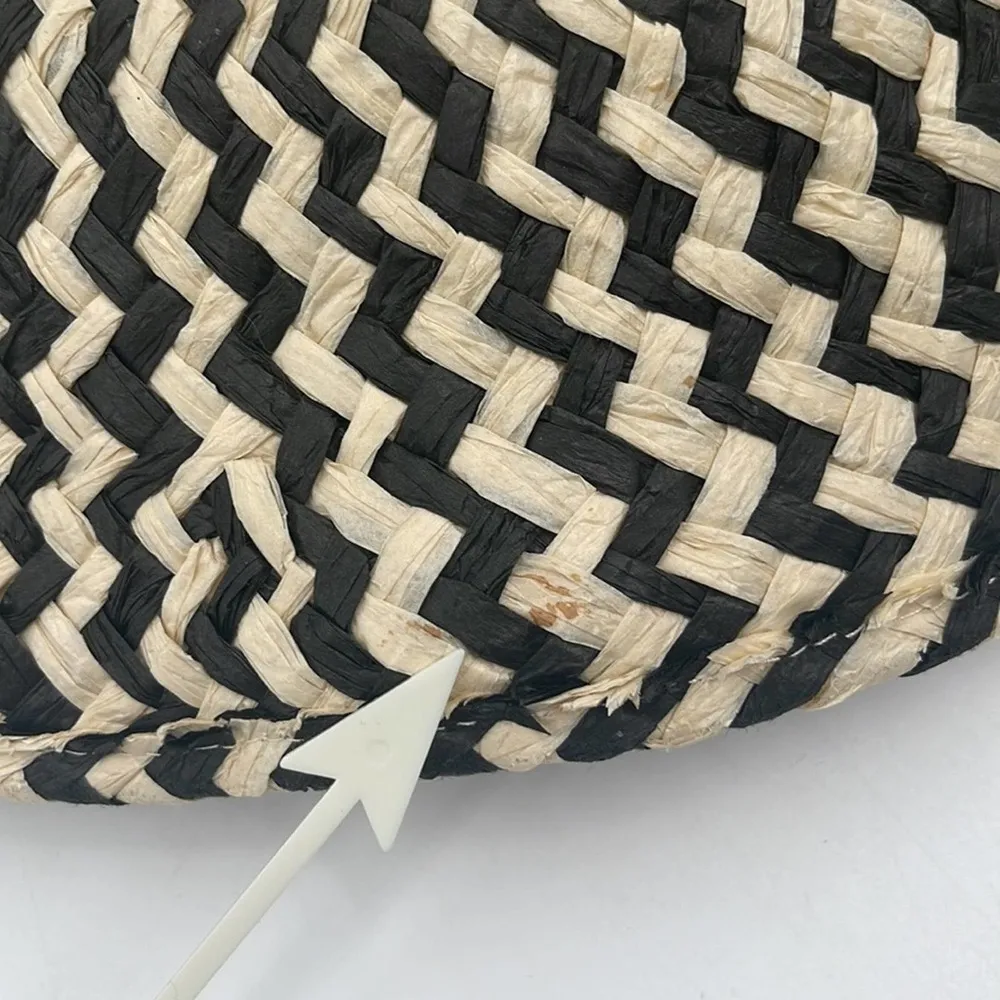 LANE BRYANT Straw Hat Floppy Stripped Wide Brimmed Sun Beach Wire Black NWT O/S - Image 12