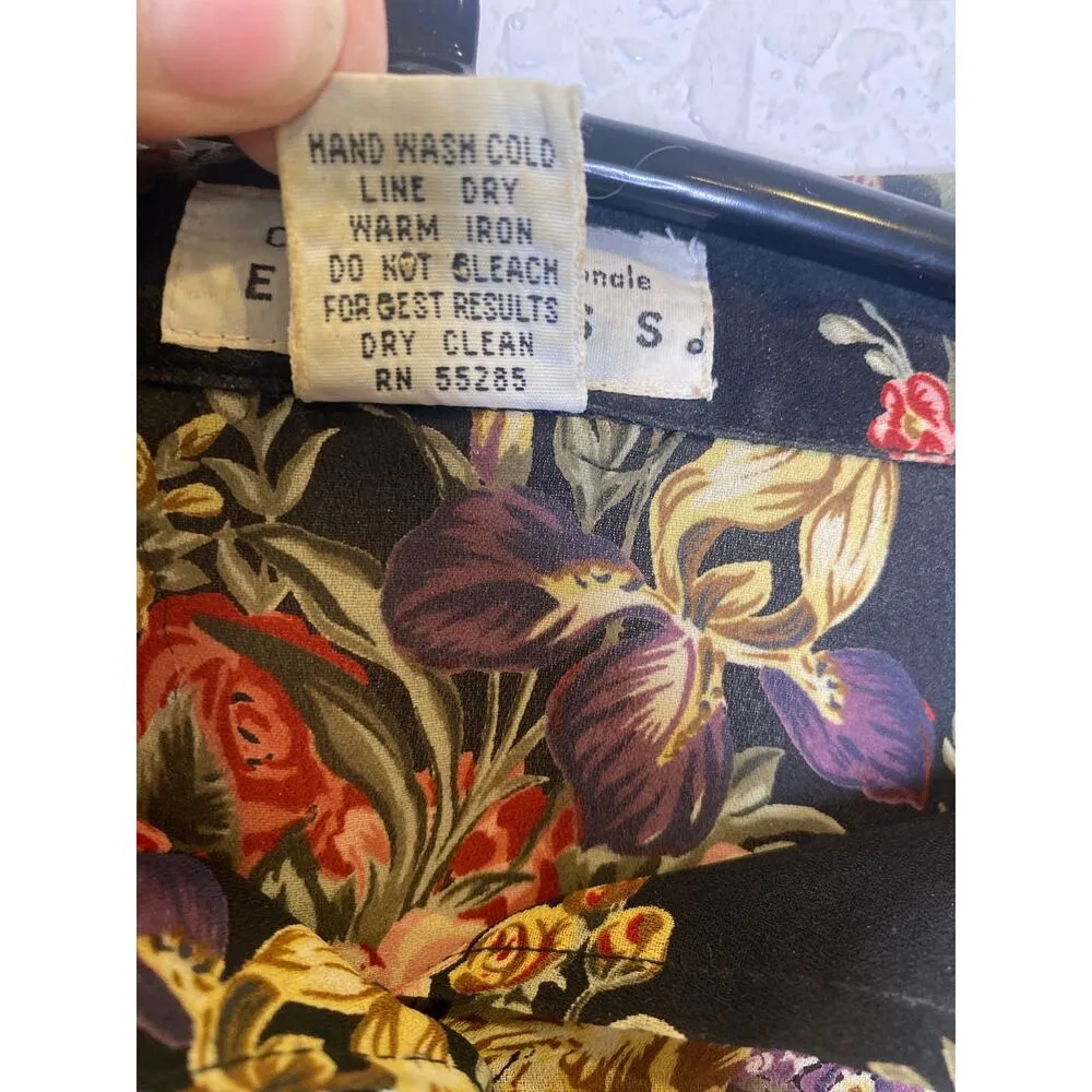 Express Vintage 90’s Sheer Floral High Low Long Sleeve Button Down Tunic Sz M - Image 3