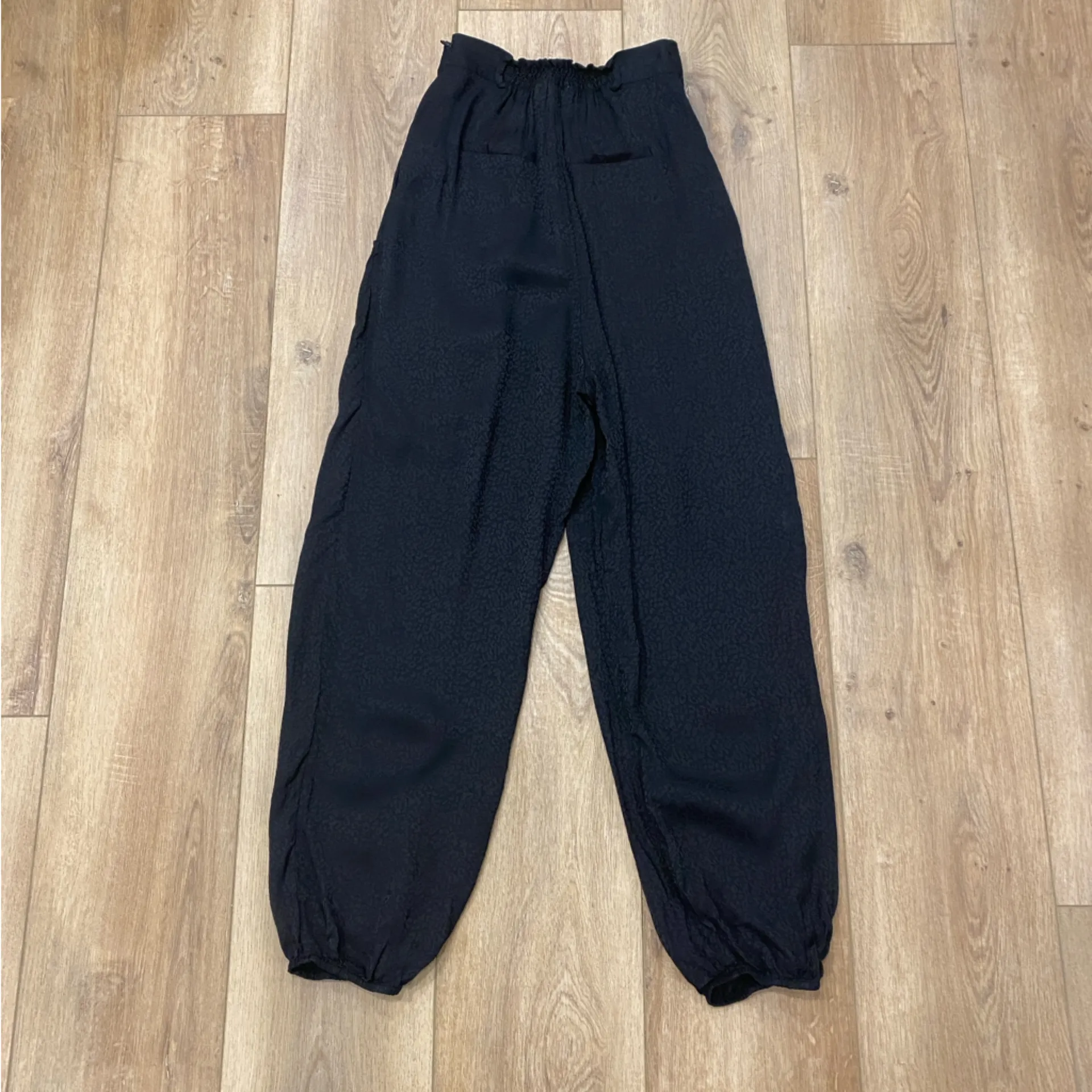 🌟BA&SH🌟JACKO WIDE LEG LEOPARD ANIMAL JACQUARD PRINT BALLOON PANT BLACK SZ XS - Image 10