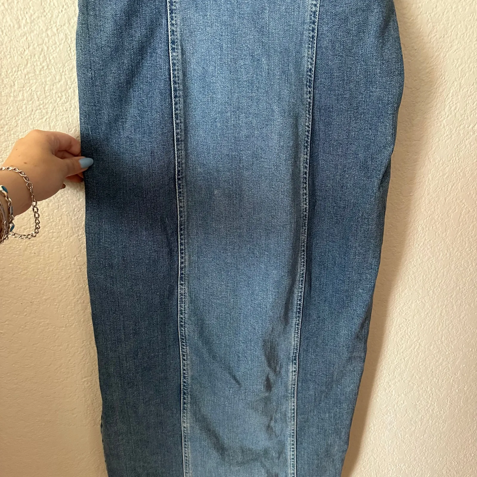 Pilcro Anthropologie Square-Neck Corset Denim Midi Dress Small - Image 7