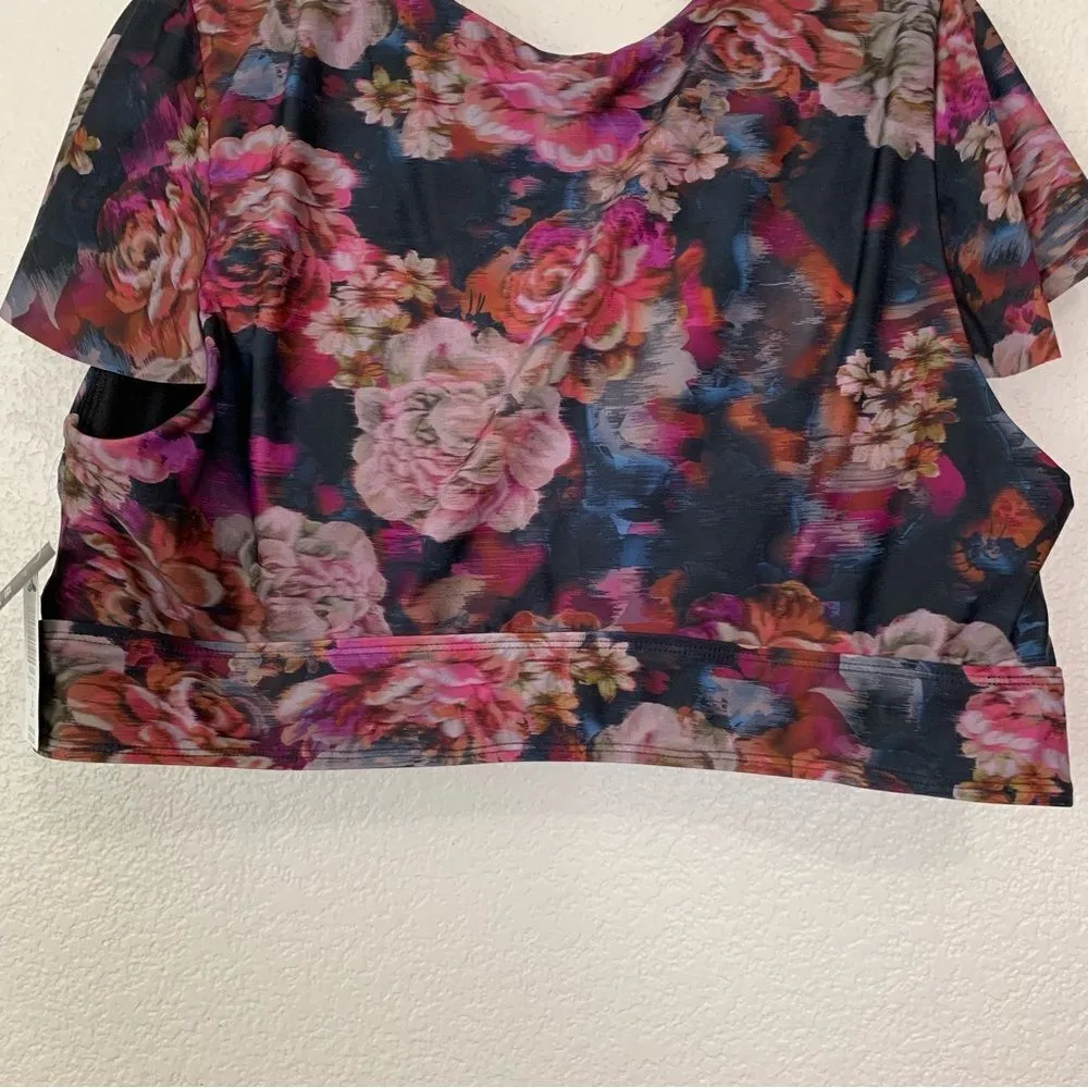 NWT Torrid Floral Wire Free Front Tie Short Sleeves Bikini Top - Image 8
