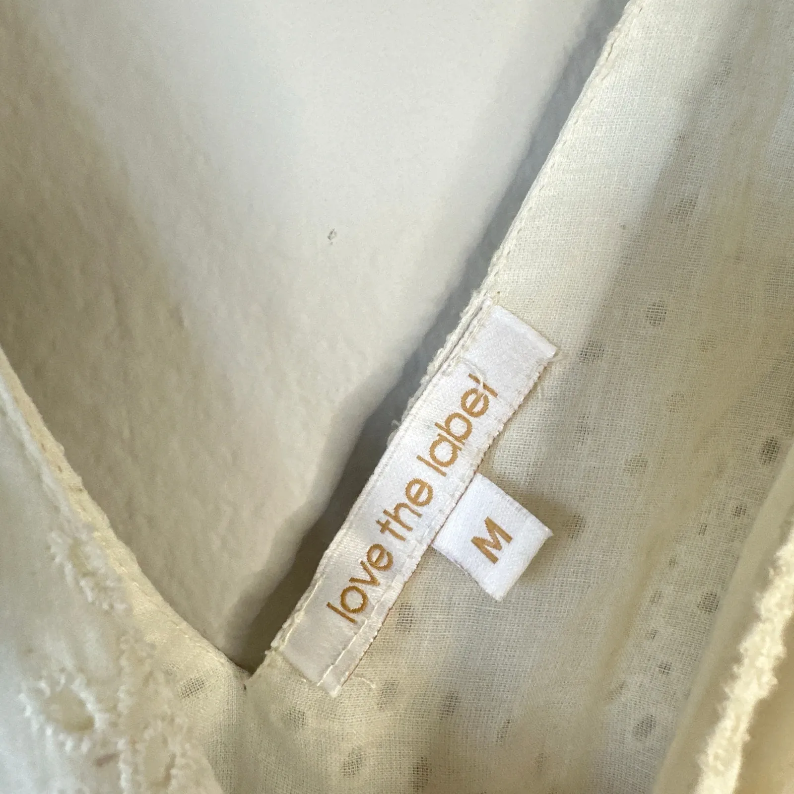 LOVE THE LABEL Ines Ruffle Tiered Dress Ecru White Anthropologie Size Medium - Image 6