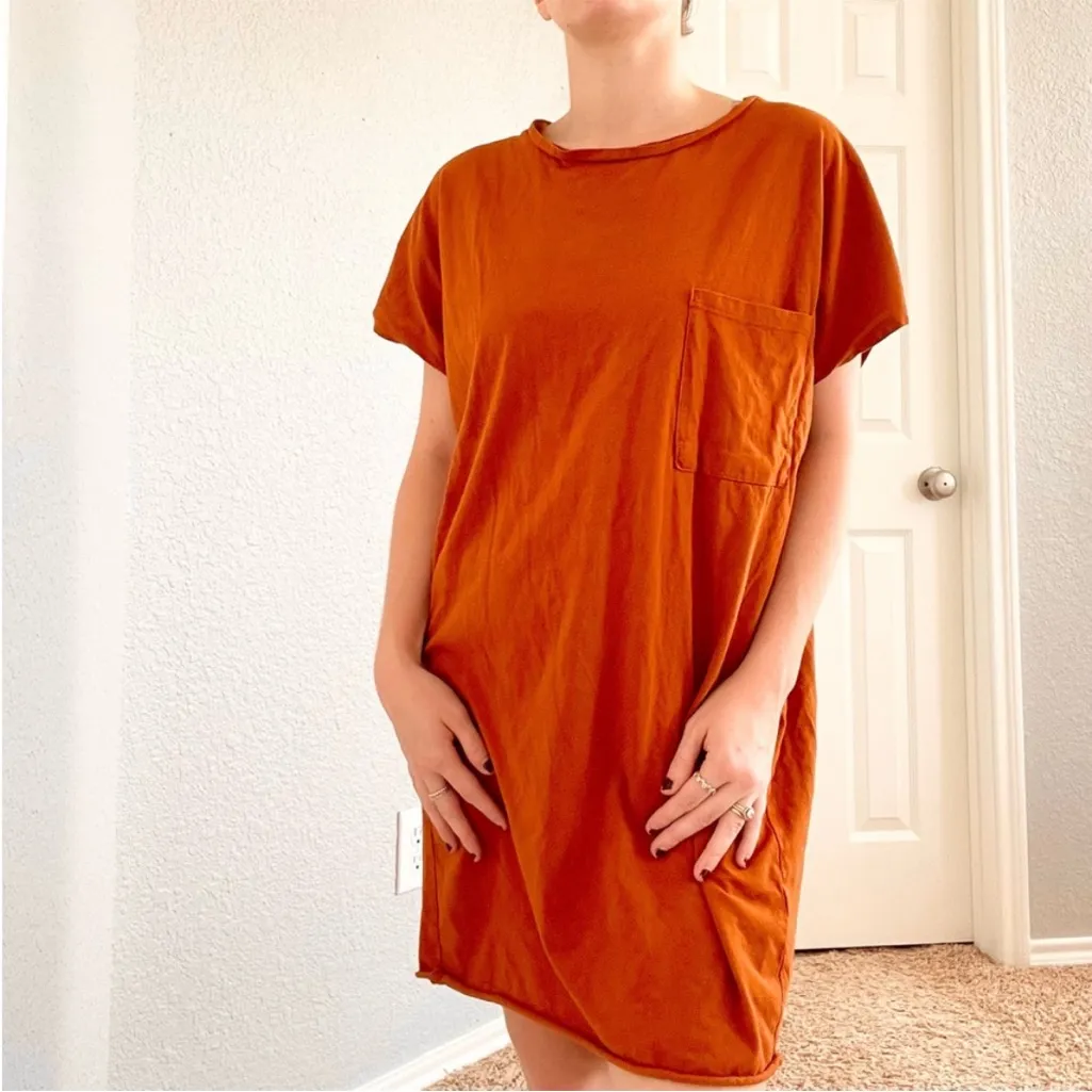 Zara Burnt Orange Muscle Tee Shirt Dress - Image 5