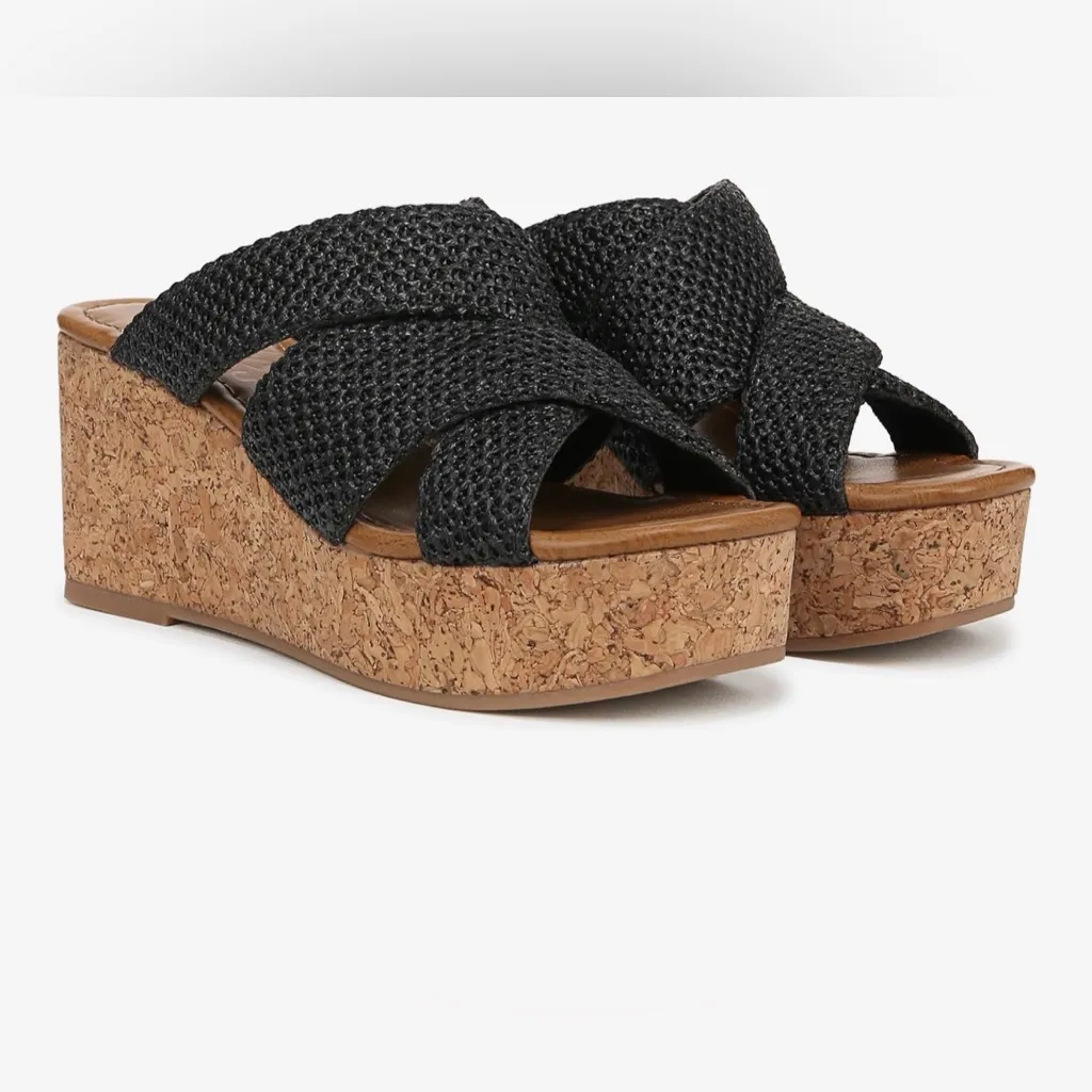 NEW Blowfish Malibu Black Abi Slide Wedge Heel Sandal 11 $85 Tan - Image 9