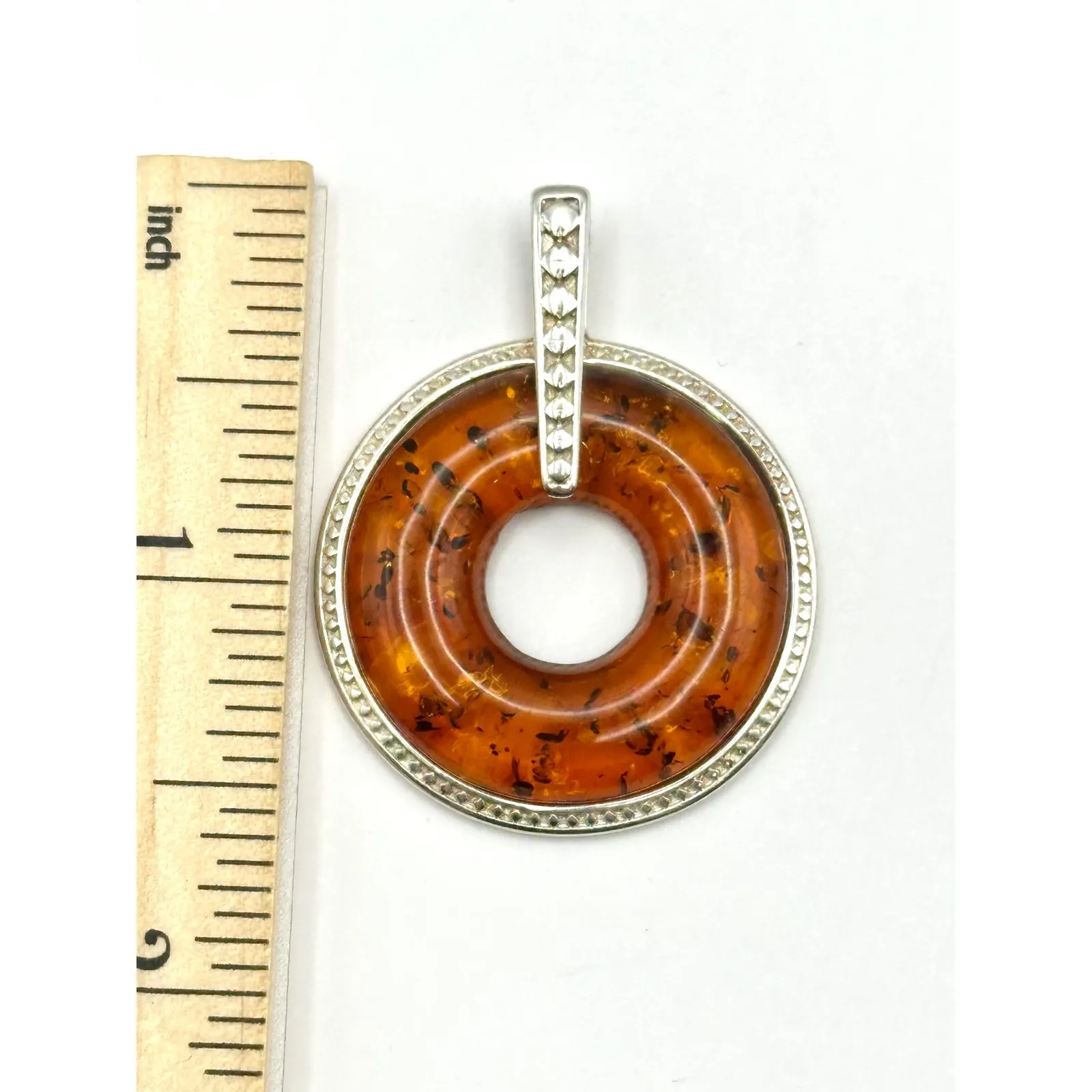 Baltic Amber Donut Sterling Silver Pendant - Image 6