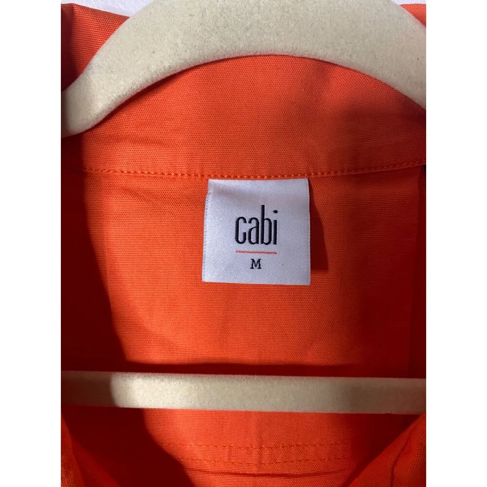 Cabi Tiger Lily Orange Cropped Cotton Swing Resort Button Up Jacket Vibrant M Size M - Image 4