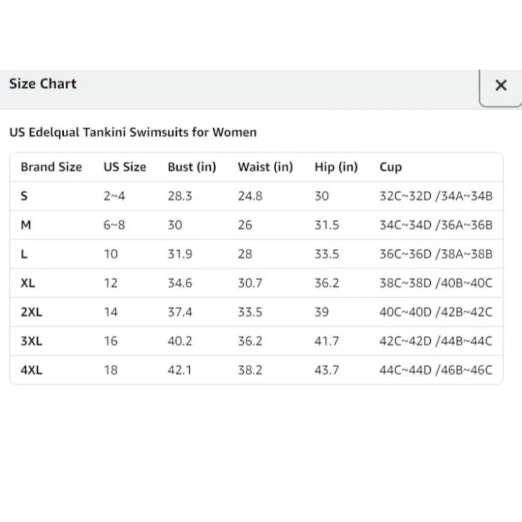 Edelqual Tankini Swimsuit High Waisted Bikini Yellow Floral Two Piece LARGE - Image 6