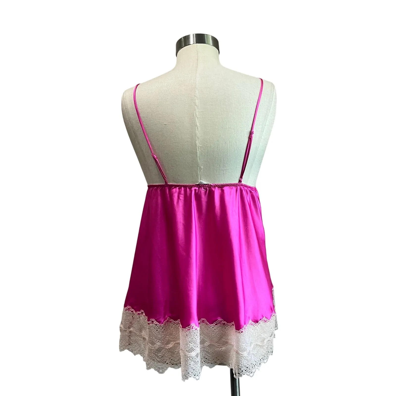 Y2K Victoria Secret Pink Satin Lingerie Tank Top Size Large - Image 2