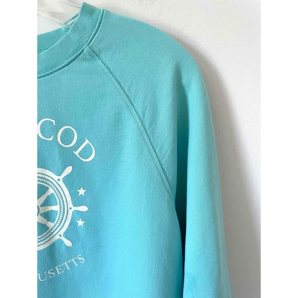J. Crew Cape Cod Crewneck Sweatshirt Teal Blue Size Small - Image 3