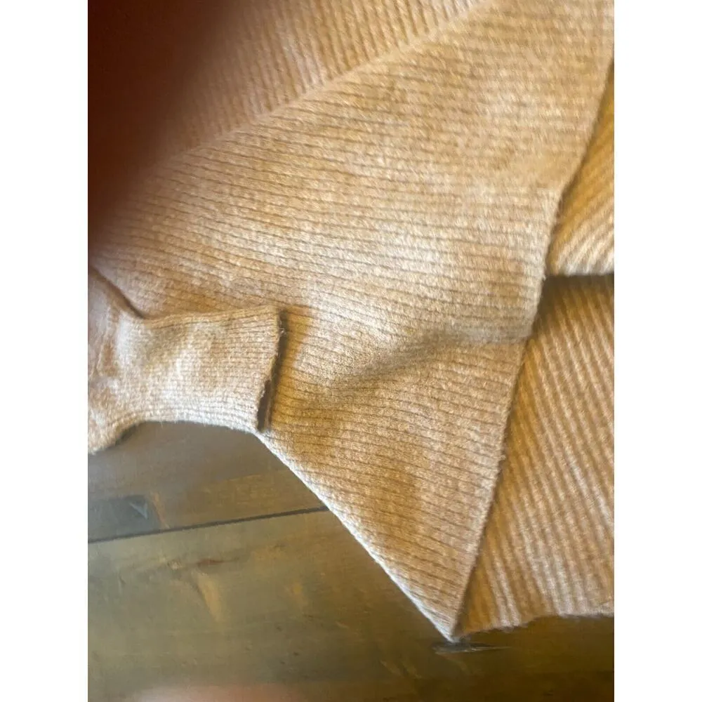 J crew ribbed mock turtle neck‎ beige wool sweater size small - Image 6