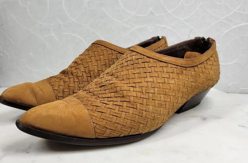 Amoura Papa Jimenez Mule Bootie Shoes Women 7.5 Brown Woven Slip On Pointed Toe - Image 9