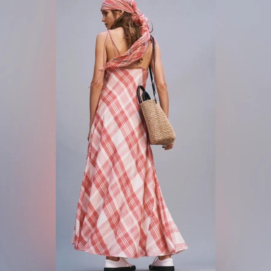 Ralph Lauren Pink Checkered Maxi Dress NWT - Image 4