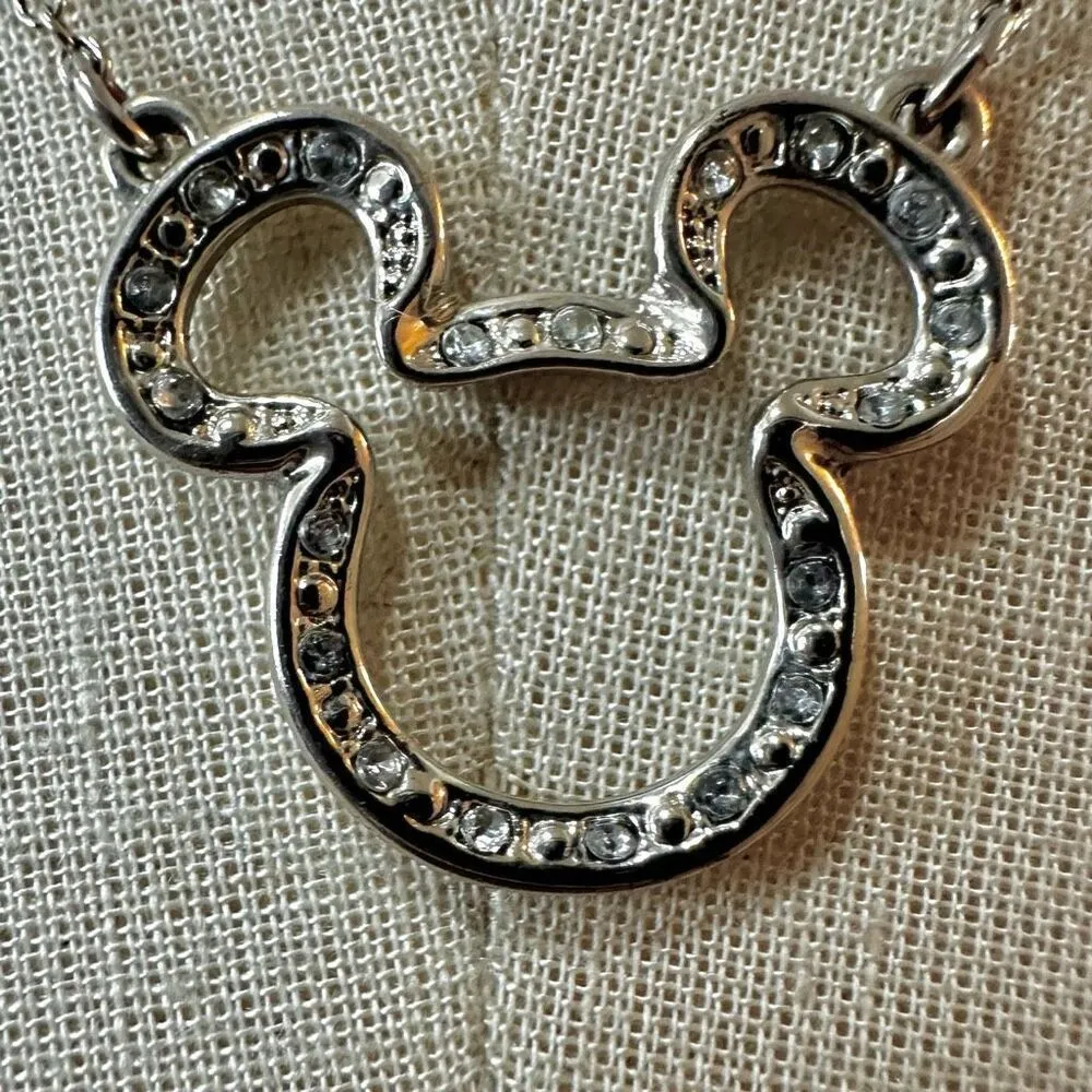 Disney silver tone Mickey rhinestone pendant necklace - Image 5