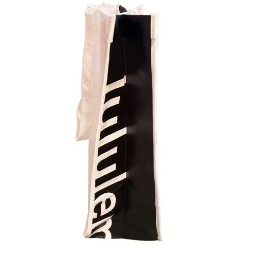 Lululemon Large Reusable Shopping Tote Lunch Bag White & Black Snap Closure - Image 3