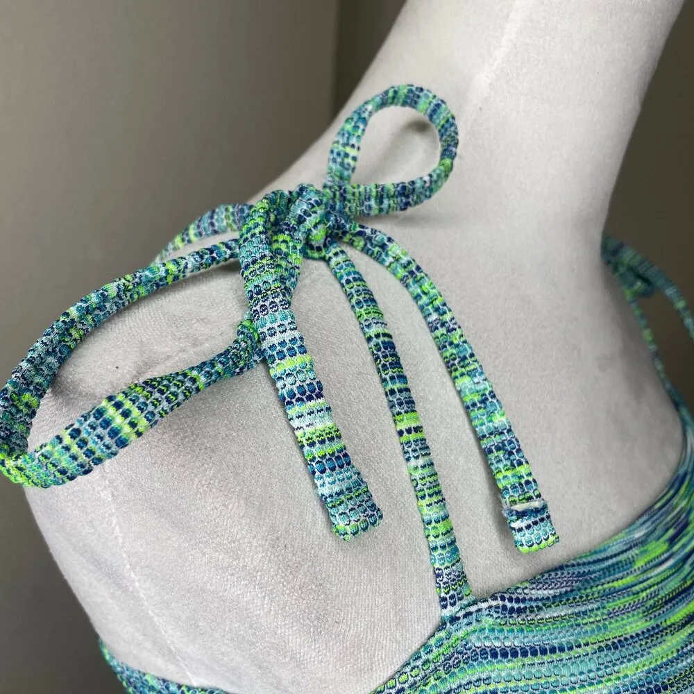 Aerie Space Dye Pique Bandeau One Piece Cheeky Coquine Swimsuit Medium - Image 3