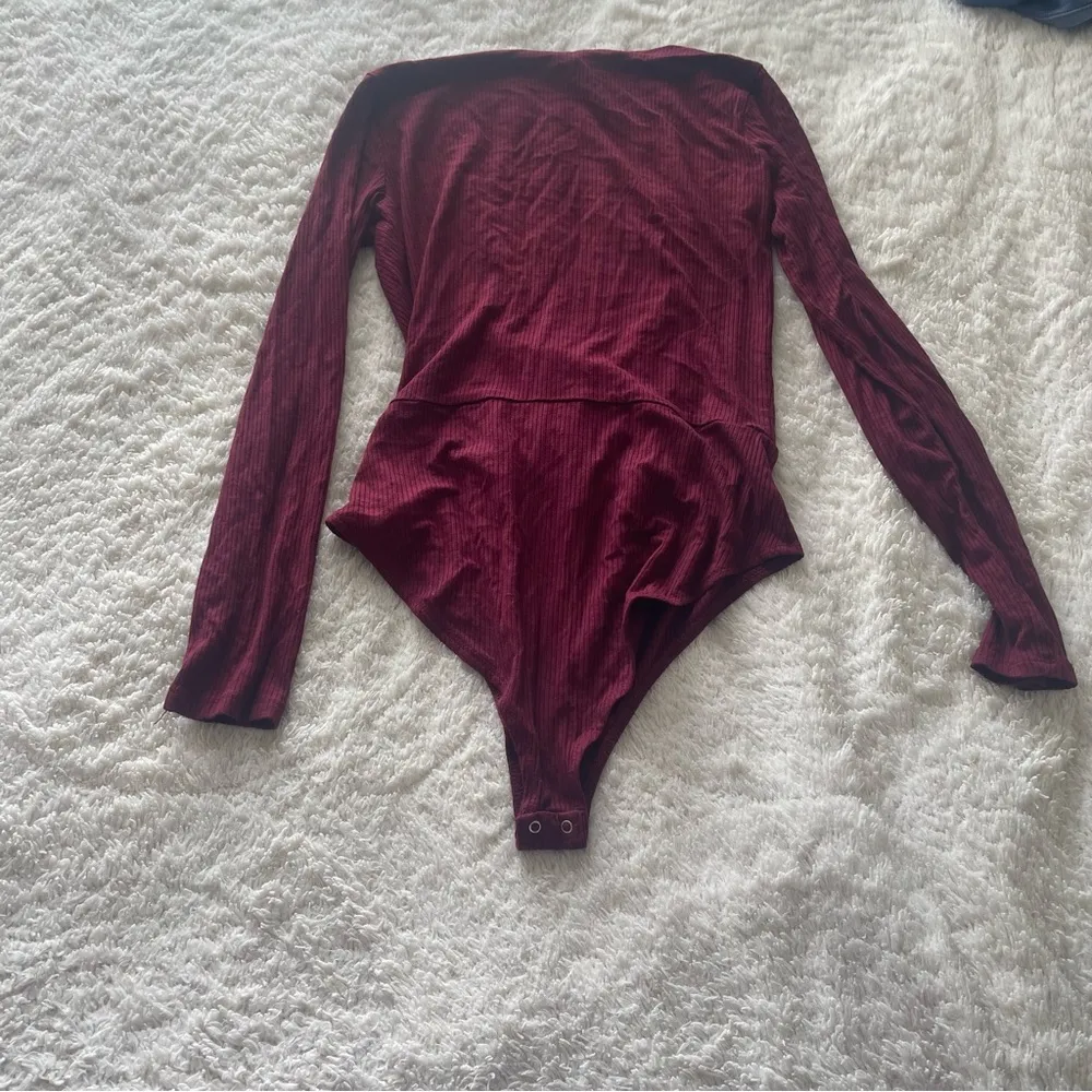 Forever 21 Red Long Sleeve Ribbed Bodysuit - Image 3