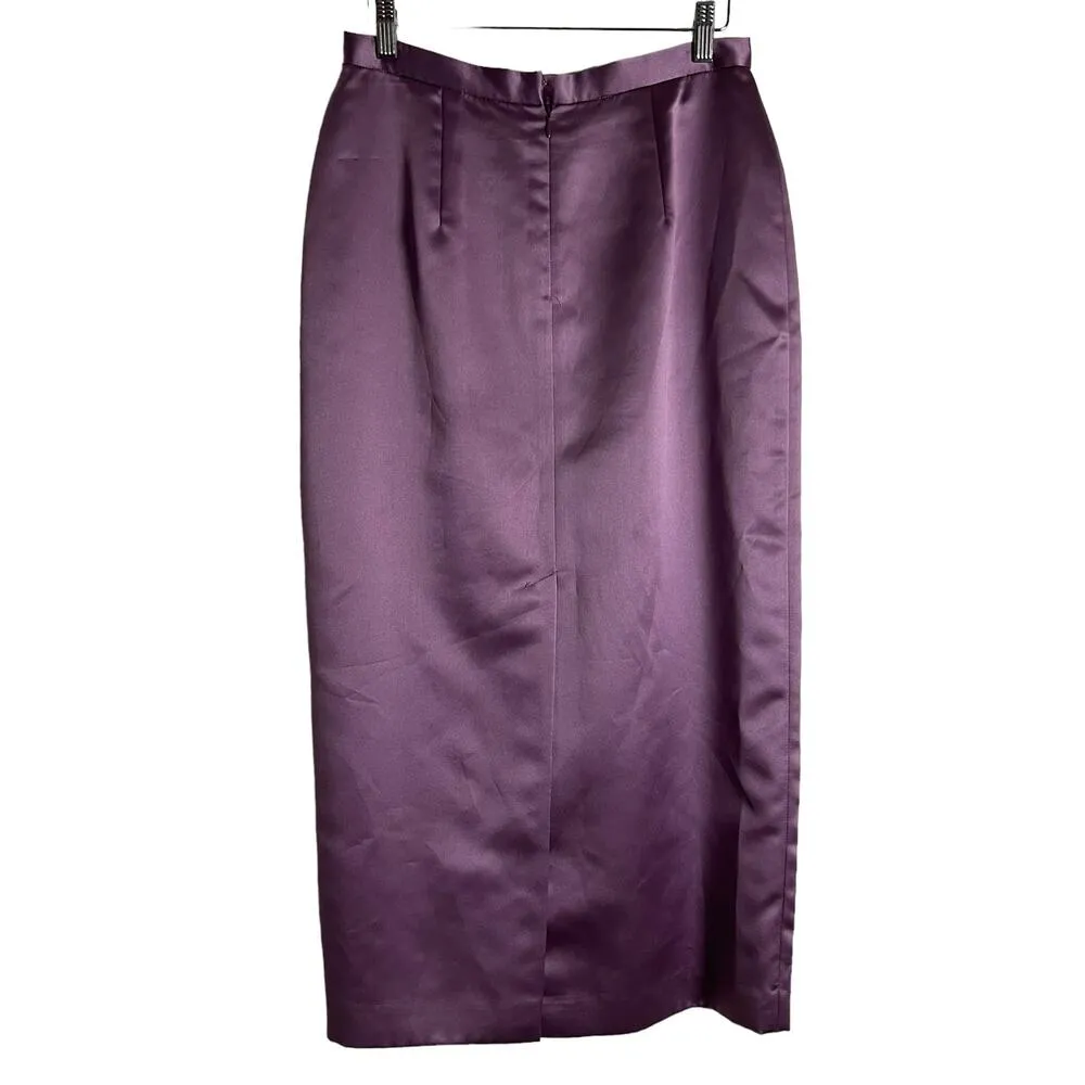 Donna Ricco Purple Satin Skirt Jacket Set Set Size 10 - Image 9