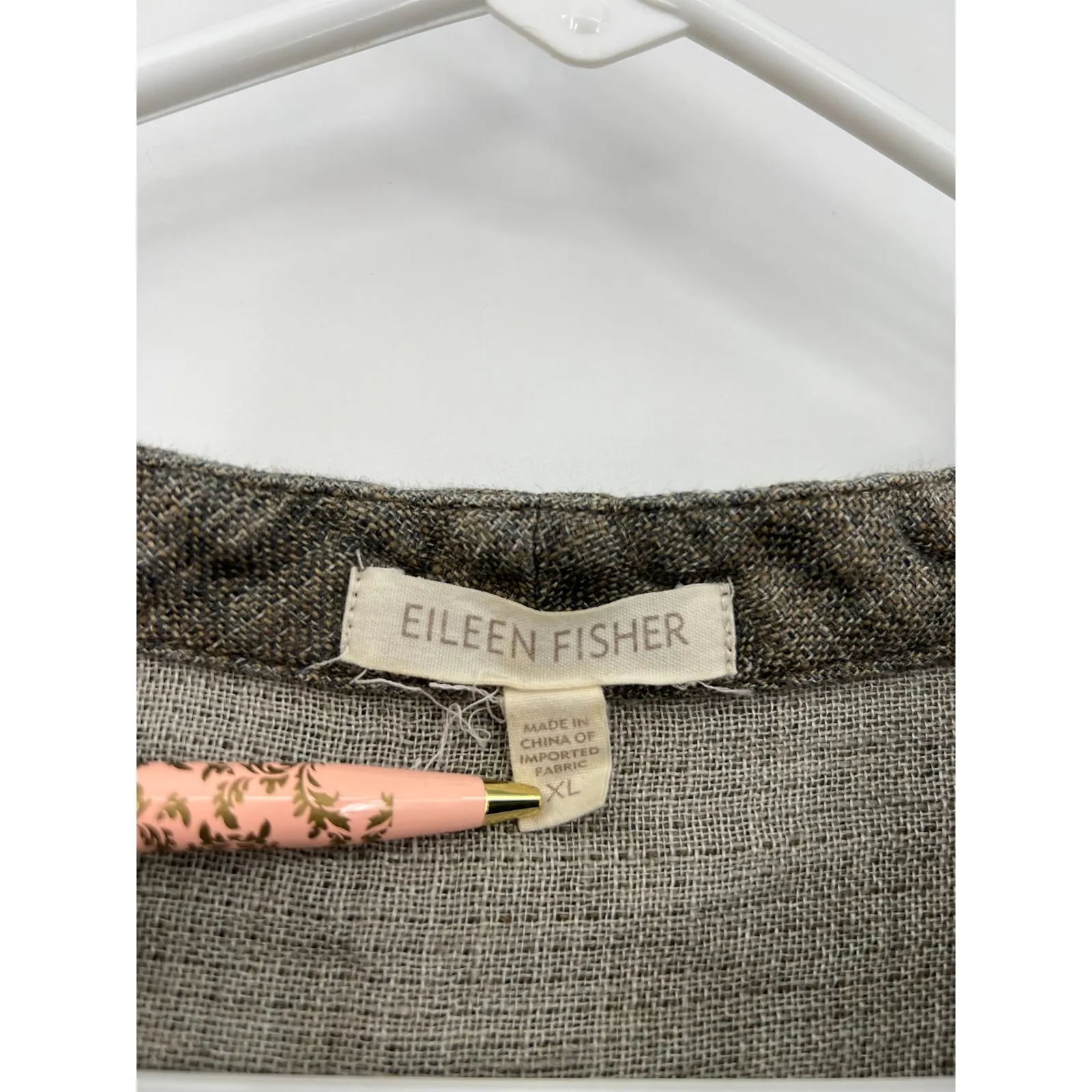 Eileen Fisher XL Organic linen jacket patch pockets boxy fit Flax Cardigan Top - Image 5