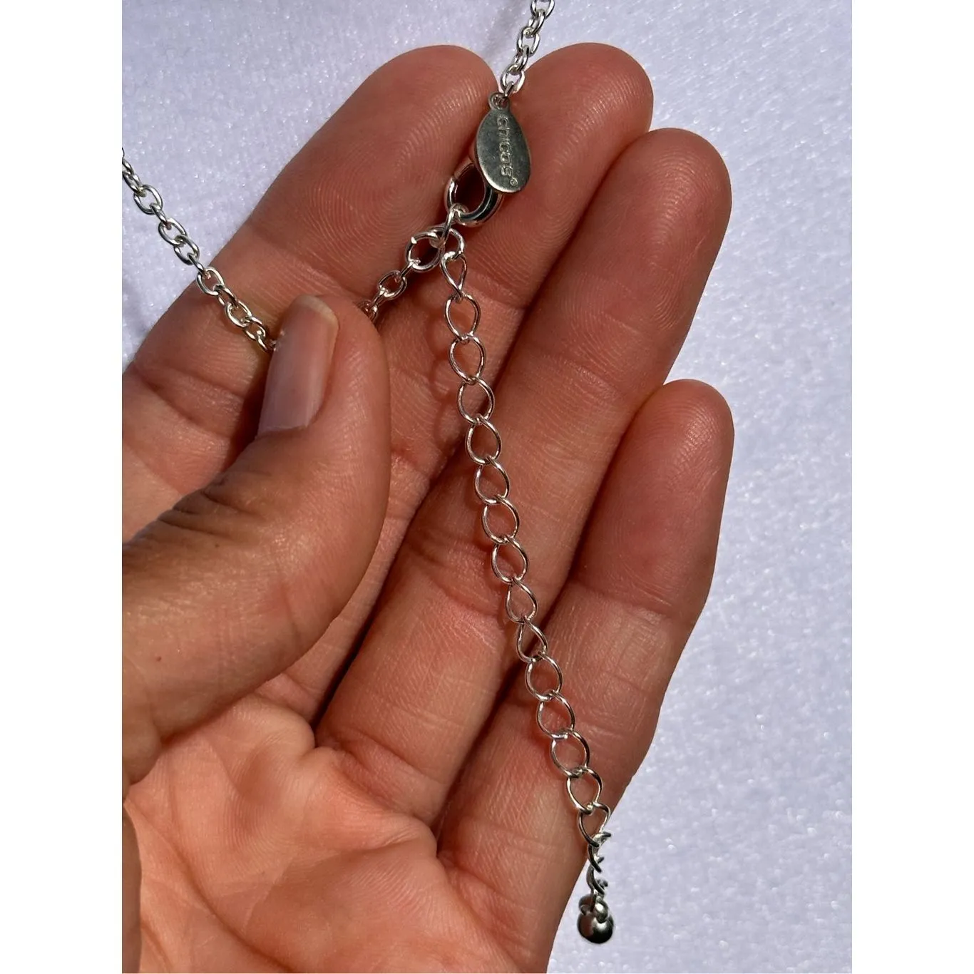 Chico's Vintage Boho Rainbow Beaded Necklace Silver Pendant Green Choker - Image 4