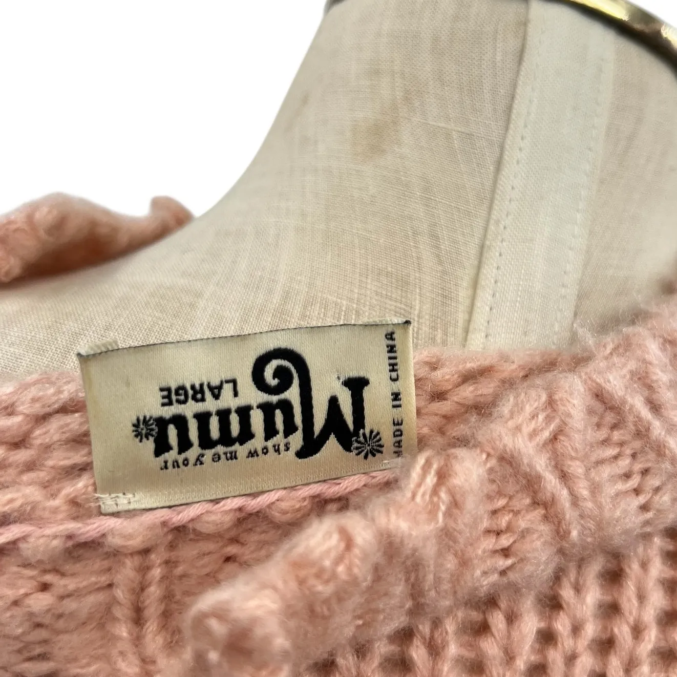 Show Me Your Mumu Cody Crop Sweater Distressed Knit Peach Pink Size Large - Image 15