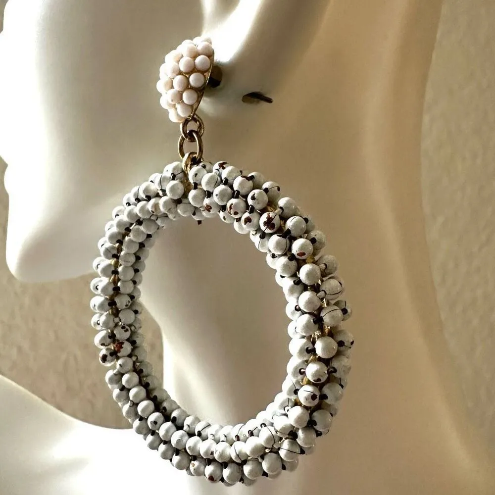Baublebar Sugarfix white beaded statement earrings - Image 3