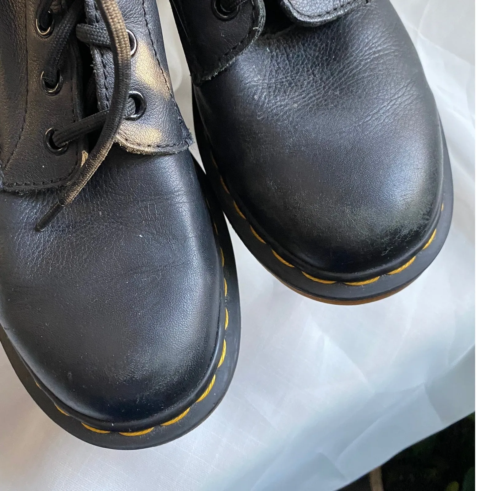 Dr Martens 1460 Pascal Leather Lace Up Moto Black Combat Boots 8 Biker Bohemian - Image 4