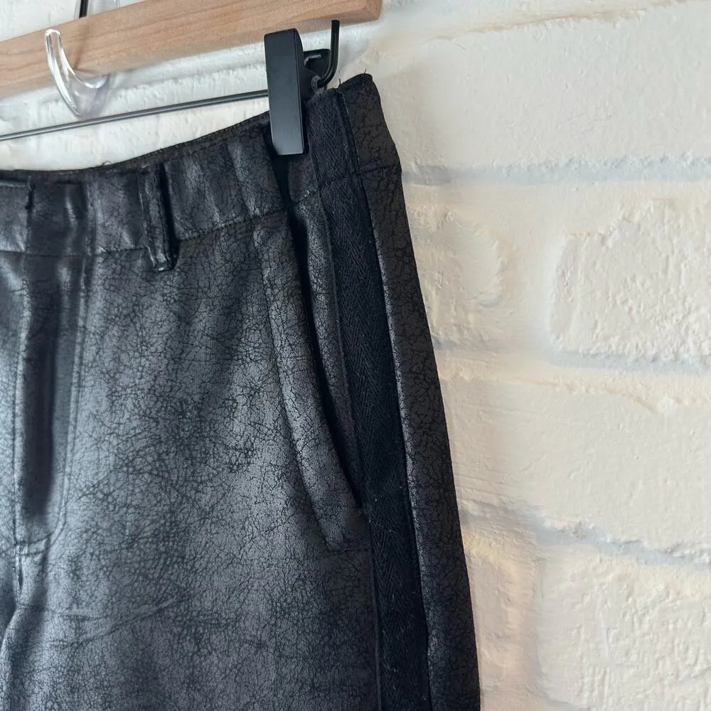 Kut from the Kloth Frida Slim Track Pant High Rise Black Faux Leather Size 2 - Image 7