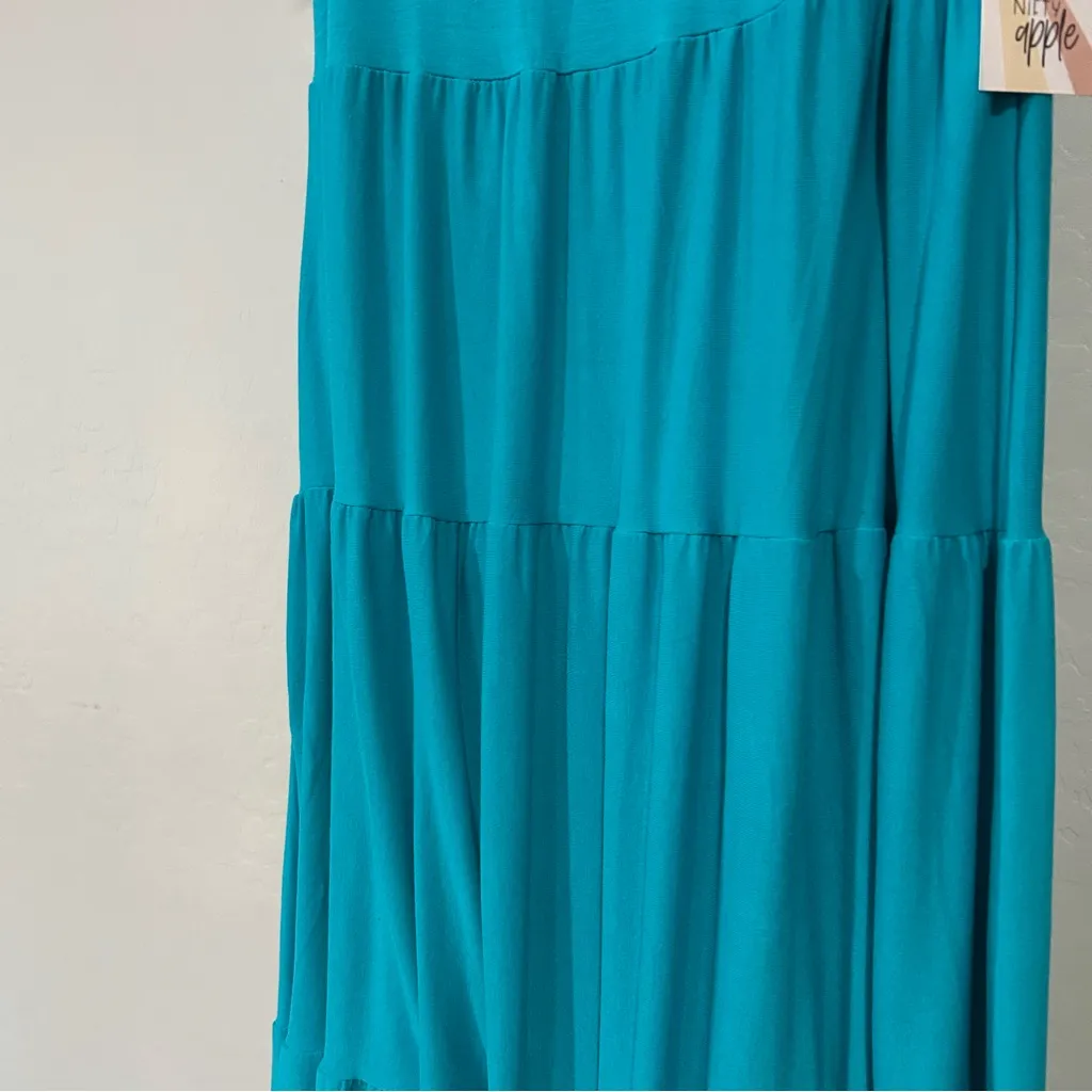 Zenana Sleeveless Tank Tiered Maxi Dress Small Teal Blue Turquoise NWT - Image 4