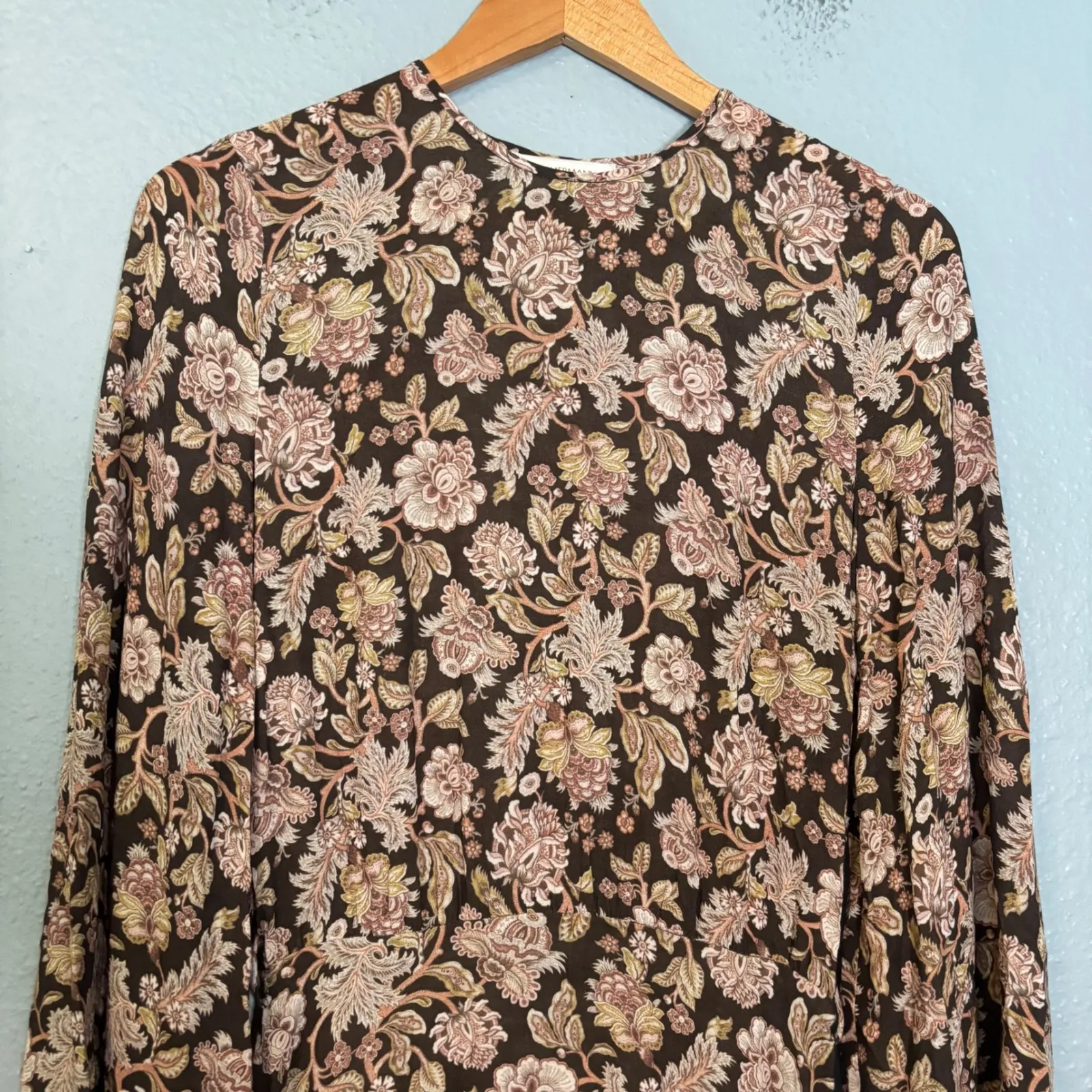 Zimmermann Bowerbird Flared A Line Mini Dress Brown‎ Floral - Image 6