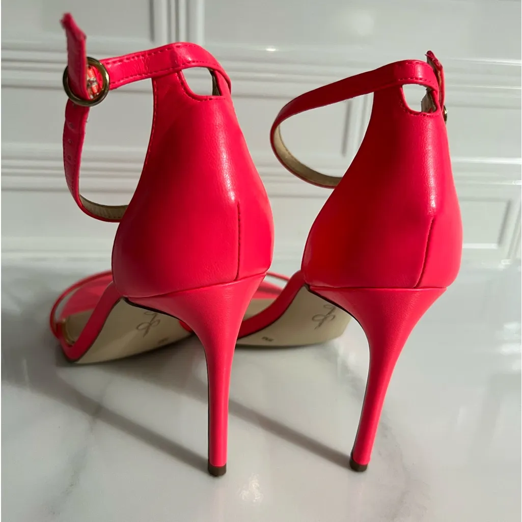 Jessica Simpson coral pink strappy Barbie heels ✨sz 8! Like-new condition! - Image 4
