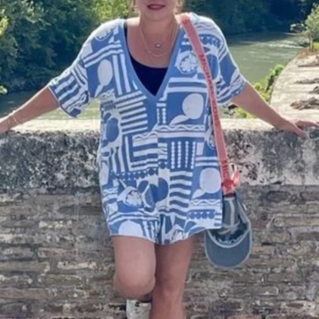 FP Hot Shot Printed Tee Romper in Sunday Market Blue sz xs NWT - Image 5