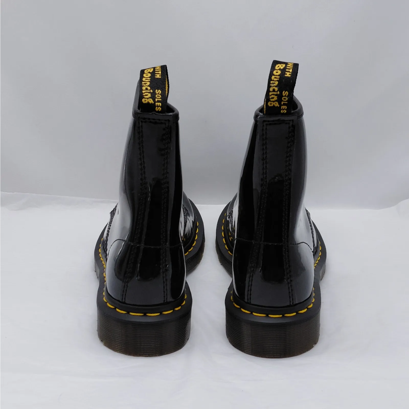 Dr. Martens Womens Combat Boots Size 6 Black Patent Goth Punk Biker Streetwear - Image 5