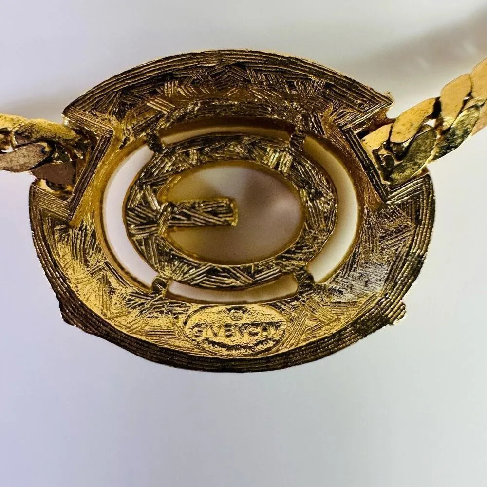 Givenchy Vintage G Logo Gold Tone Snake Chain‎ Choker Necklace 13” - Image 5