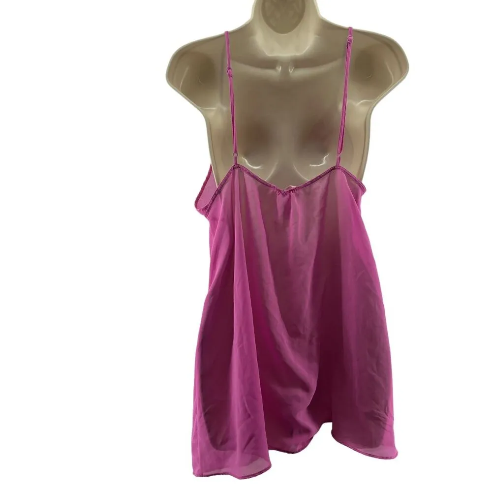 Victoria's Secret Bubble Gum Pink Babydoll Chiffon Nightie Womens Large - Image 5