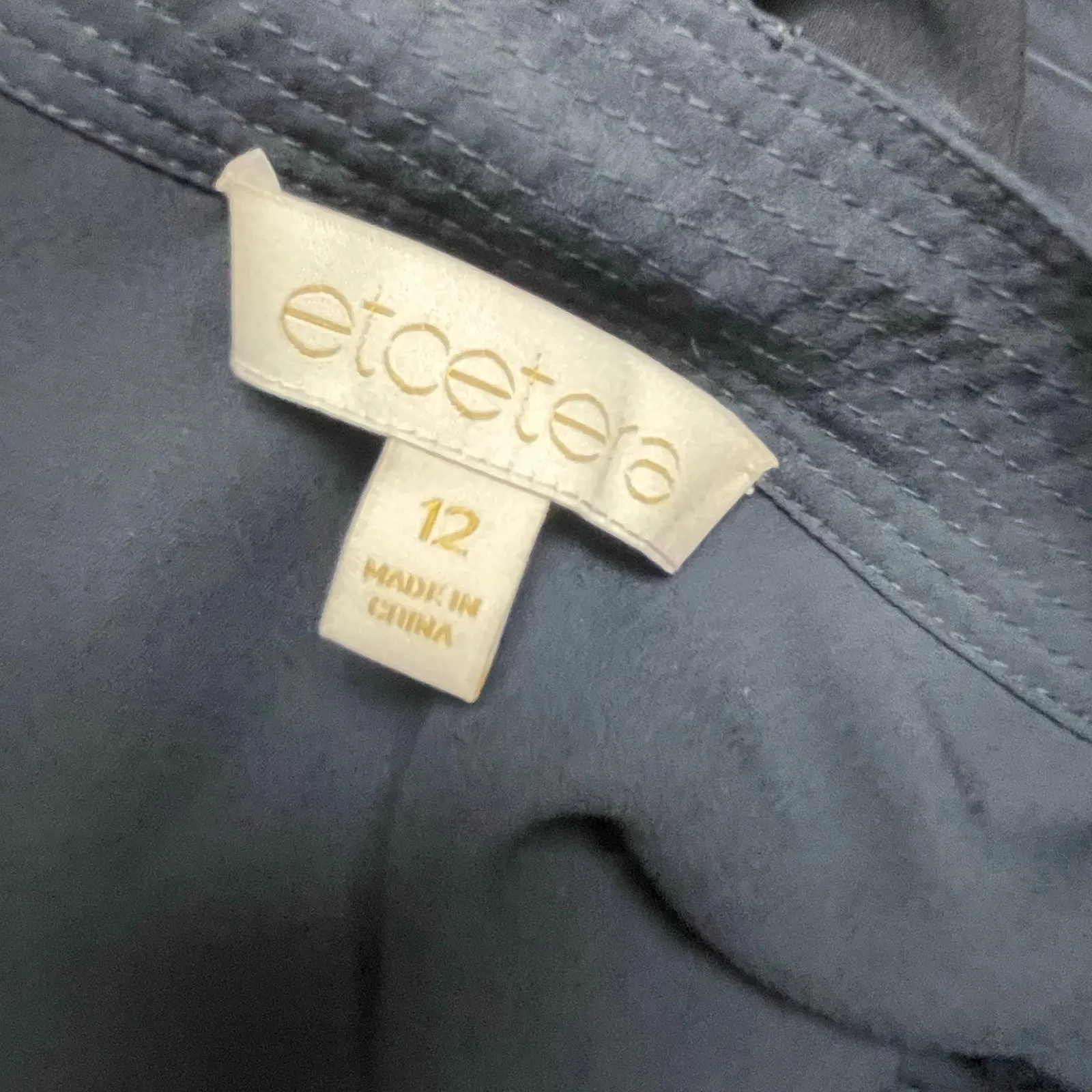 Etcetera Silk Blouse Size 12 Sheer Sleeve Neck Tie Details Career Dressy Casual - Image 3