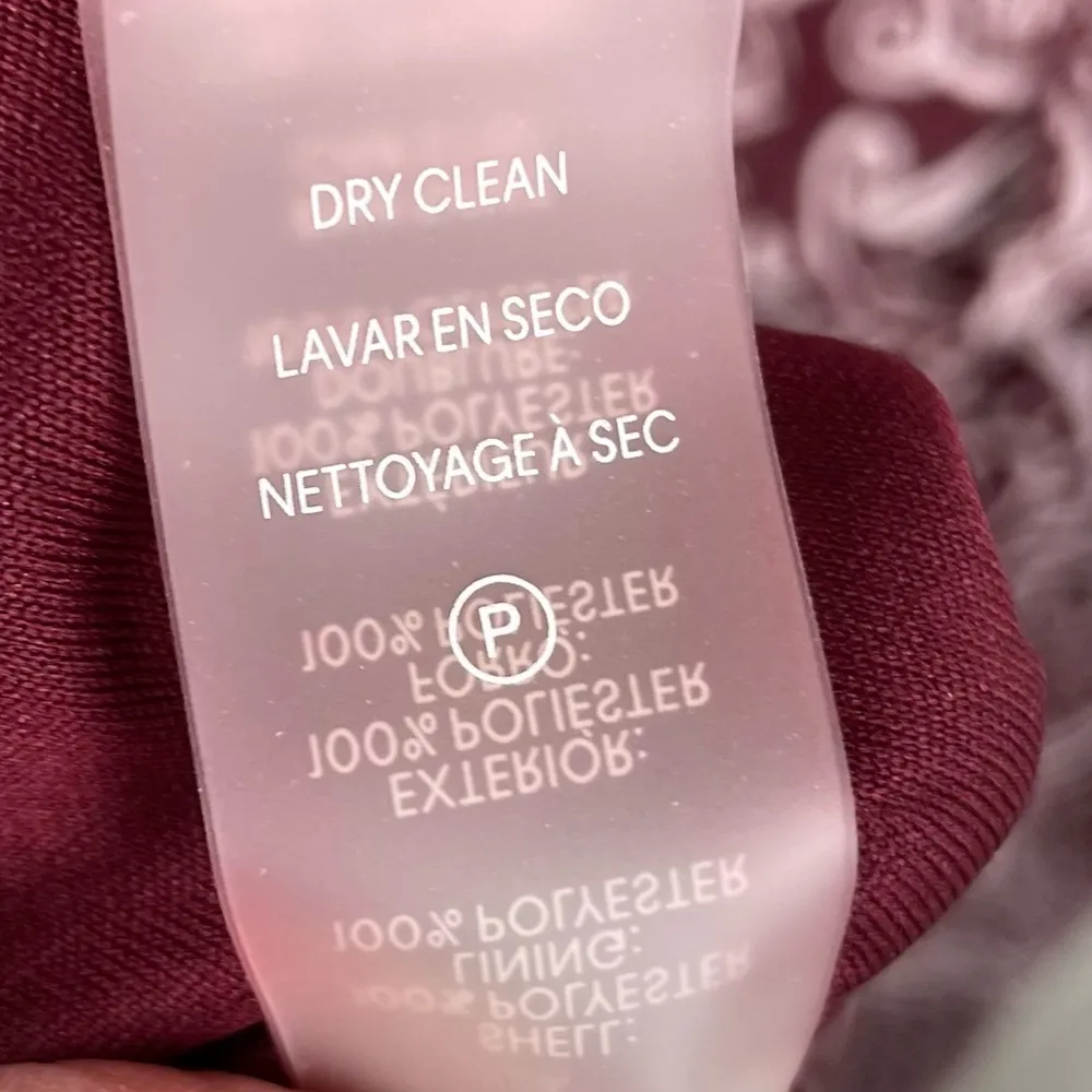 Calvin Klein Maroon Paisley High Low Hem Ruffle Chiffon Dress Women's Size 8 - Image 9