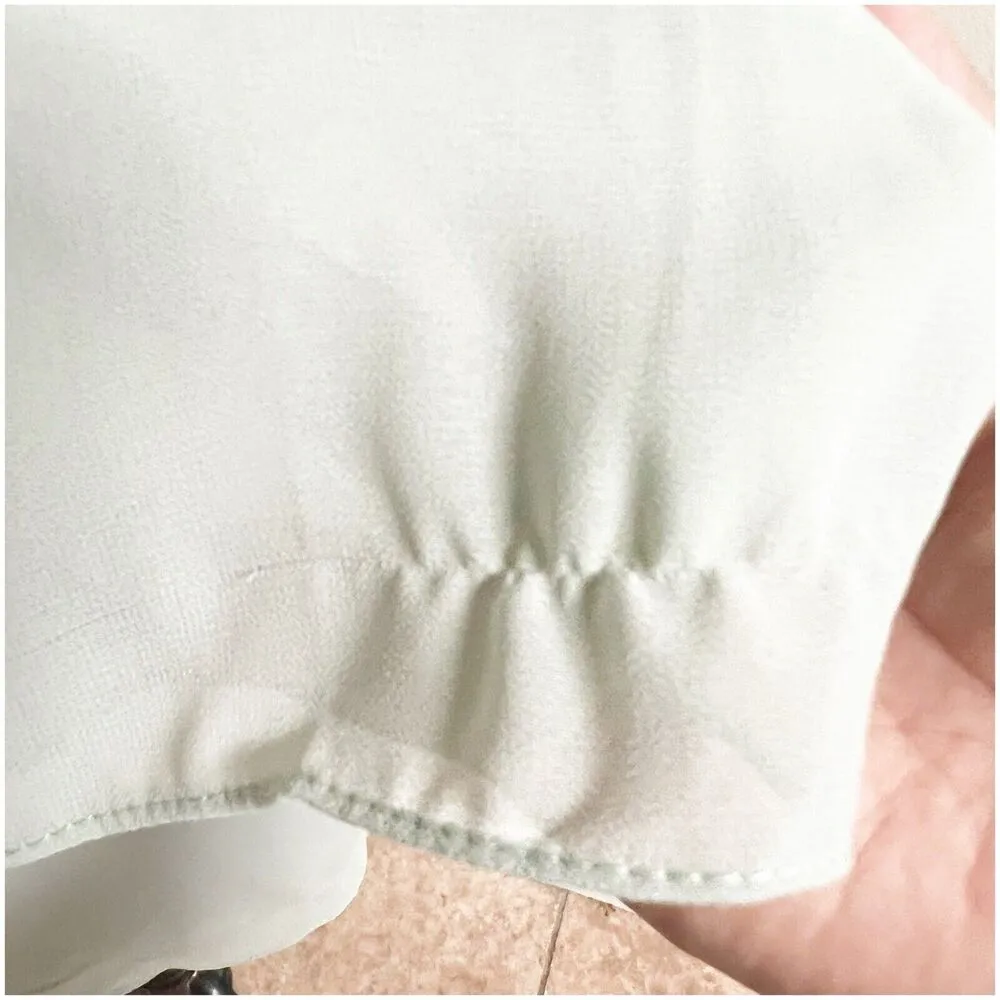 Number Sea Women’s Ruffled 3/4 Blouse Size 12 Seafoam Zipper Back Office Dressy Green - Image 11