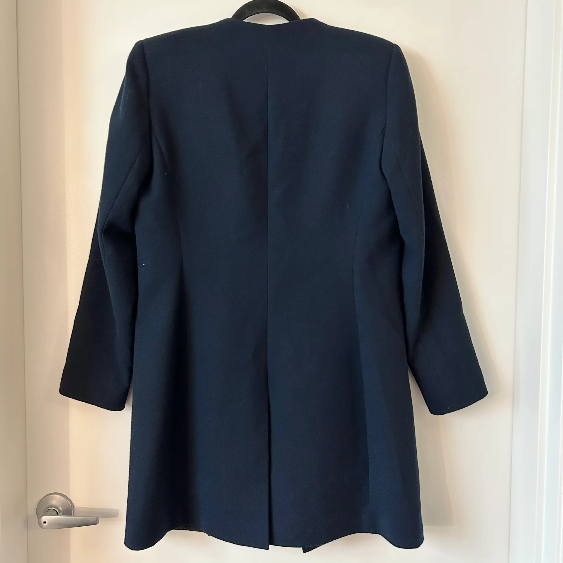 Lafayette 148 New York 100% Wool Navy Blue Single Breast Long Coat (10) - Image 5