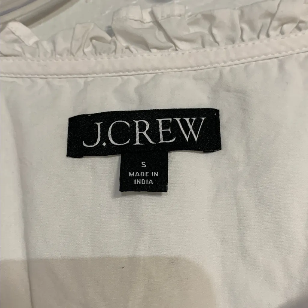 J CREW WOMENS PUFF SLEEVE WHITE SHORT SLEEVE COTTON TOP BLOUSE SMALL BP550 - Image 3