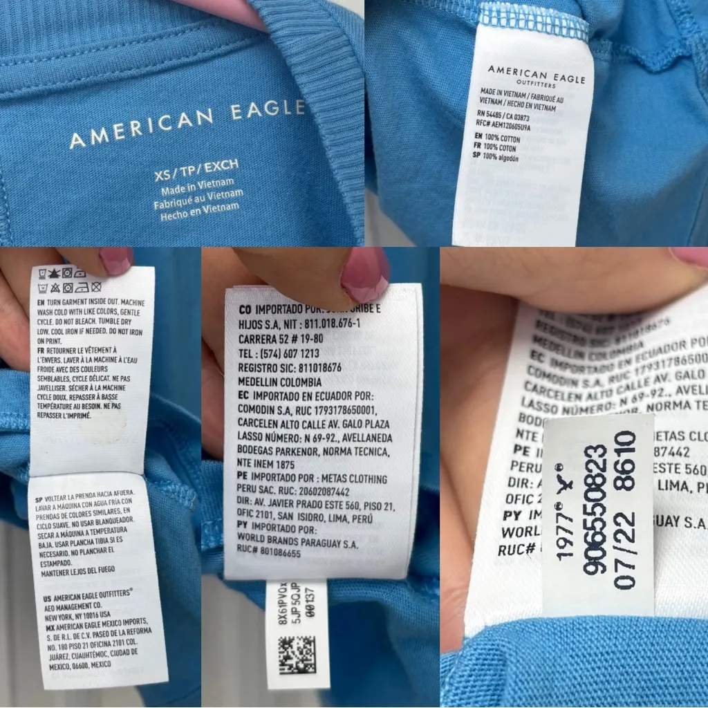 American Eagle Blue Snowman Cropped Boxy Graphic Tee - Image 3