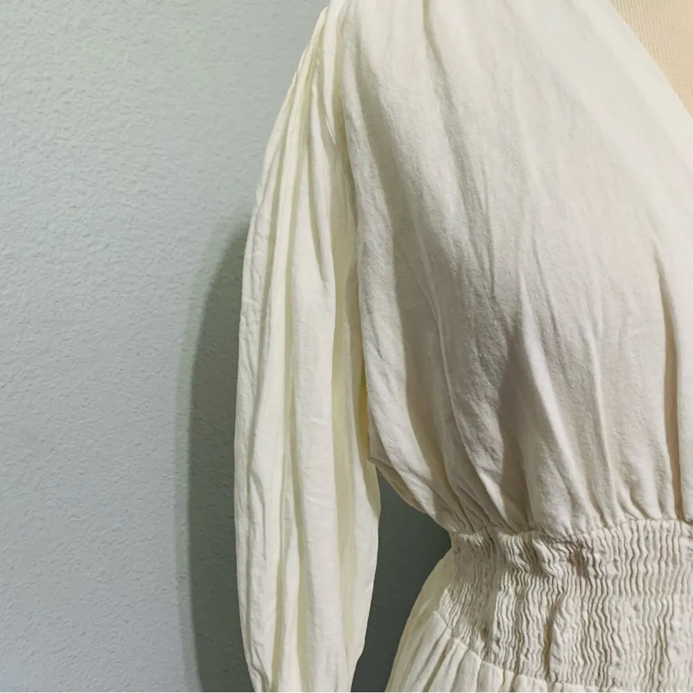 ZARA‎ New Oyster White Bohemian Linen Blend Short Dress Size XL - Image 10