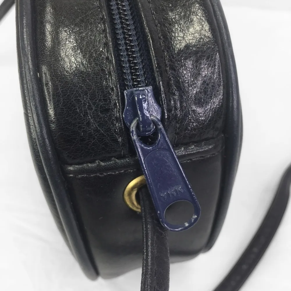 Vintage Navy Blue leather crossbody gold studded - Image 4